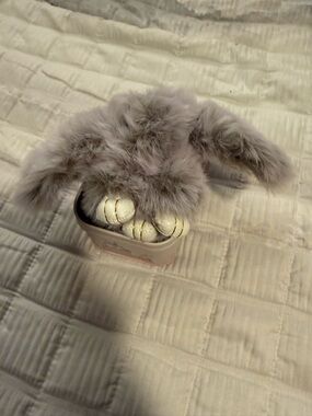 Bunny LuLu Plush Bunny Ear Keychain Charm in Soft Gray